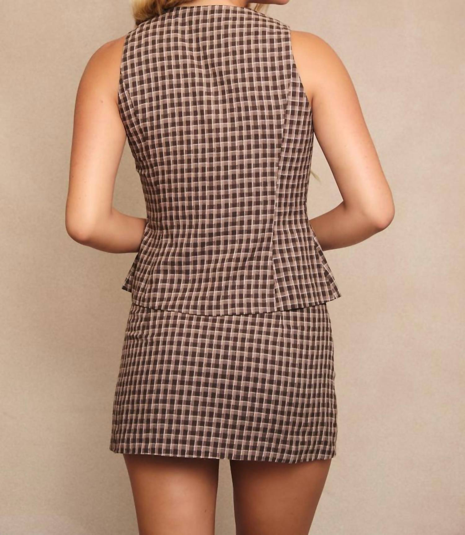 Le Lis - Quiet Confidence Plaid Mini Skirt Set
