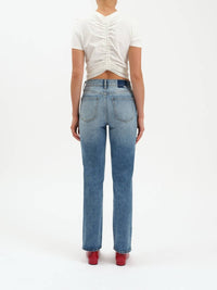 DAZE Smarty Pants High Rise Slim Straight Jeans in face to face 2 - women's jeans - detail view