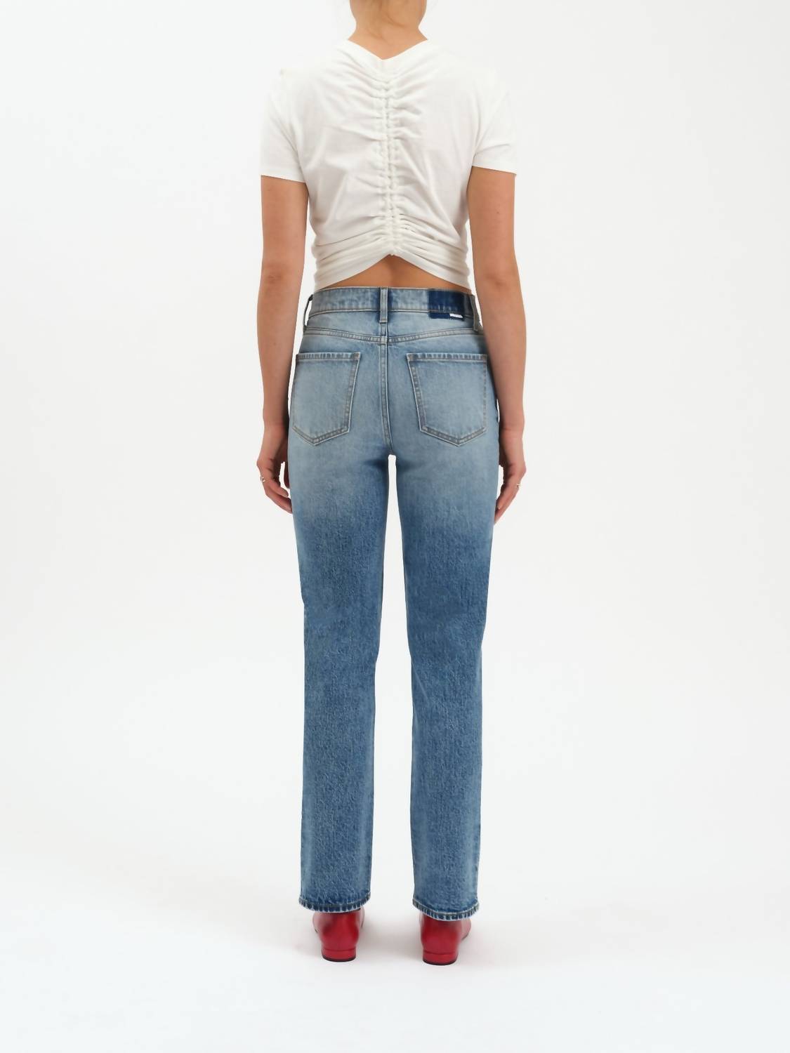 DAZE Smarty Pants High Rise Slim Straight Jeans in face to face 2 - women's jeans - detail view