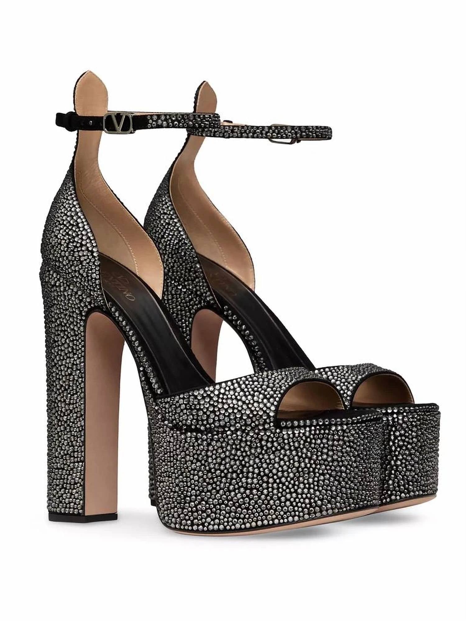Valentino Women's Tan-go Rhinestones Platform Sandals - women's heels - detail view