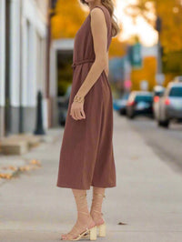 entro Belted Midi Dress With Accent Fastener in espresso - women's dress - view 4
