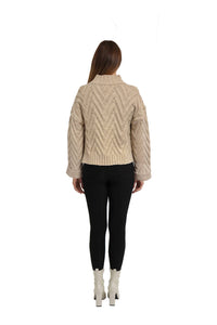 LOVE TOKEN Amelia Sweater Top in oatmeal - women's sweater - detail view
