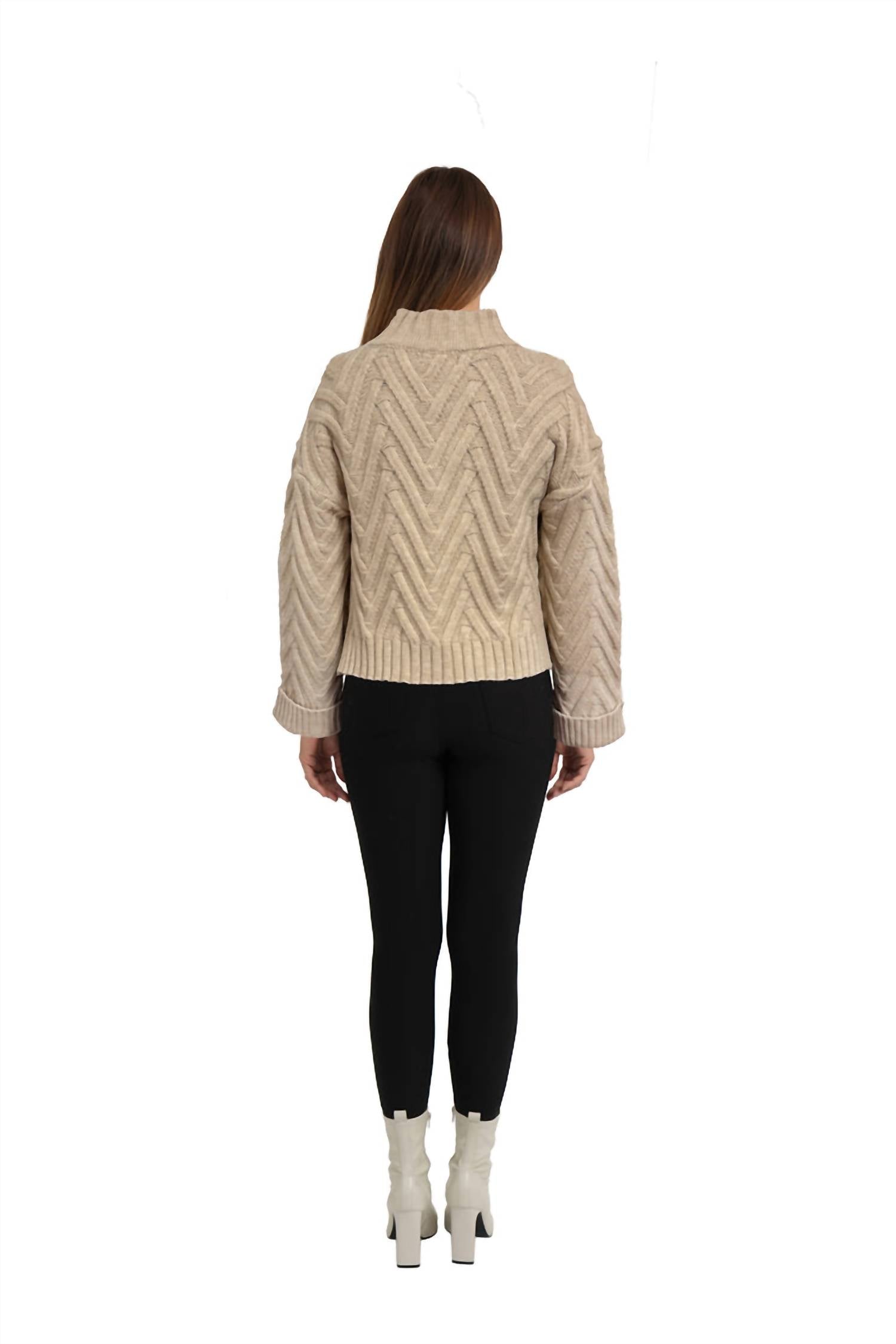 LOVE TOKEN Amelia Sweater Top in oatmeal - women's sweater - detail view