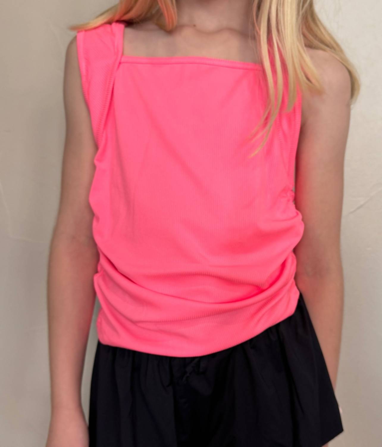 Mia - Tween Girl's Square Neck Ruched Tank Top