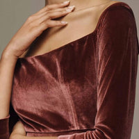 Hutch - Long-sleeve Square-neck Velvet Mini Dress