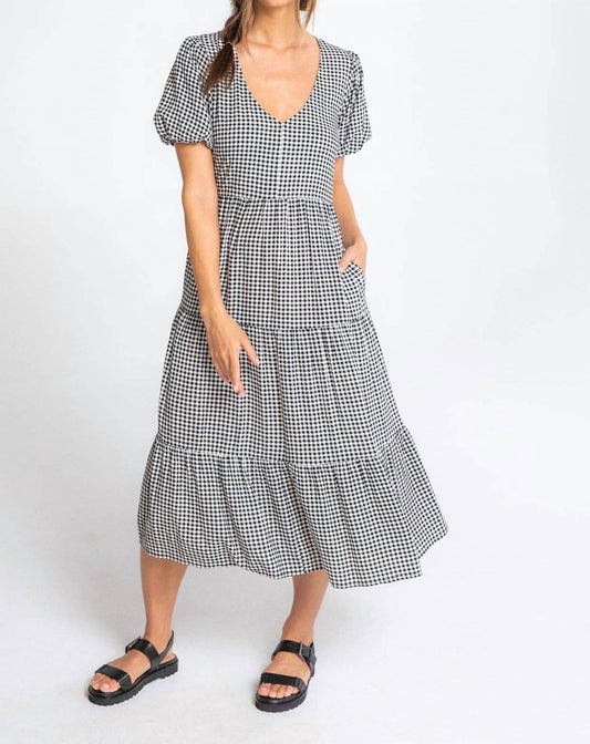 Lovestitch - Gingham Puff Sleeve Midi Dress