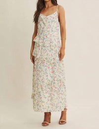 In February - Floral Fantasy Asymmetrical Ruffled Maxi Dress