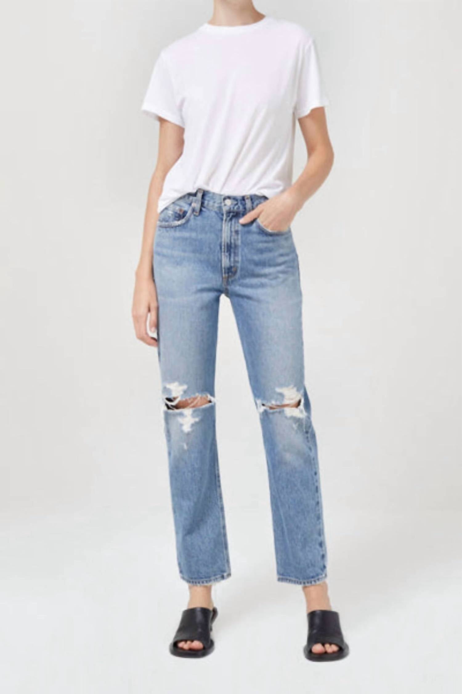 AGOLDE Mia Mid Rise Straight Jeans in rule - women's jeans