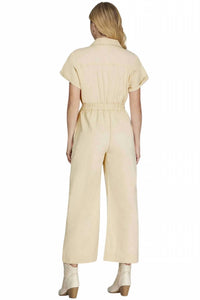 She + Sky - Short Sleeve Button Front Jumpsuit