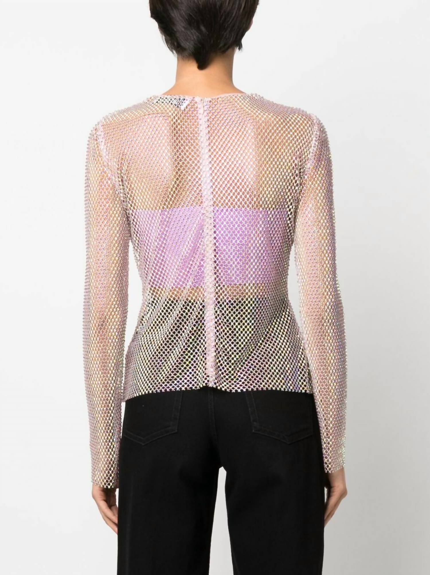 Giuseppe Di Morabito - Rhinestone Embroidered Mesh Top
