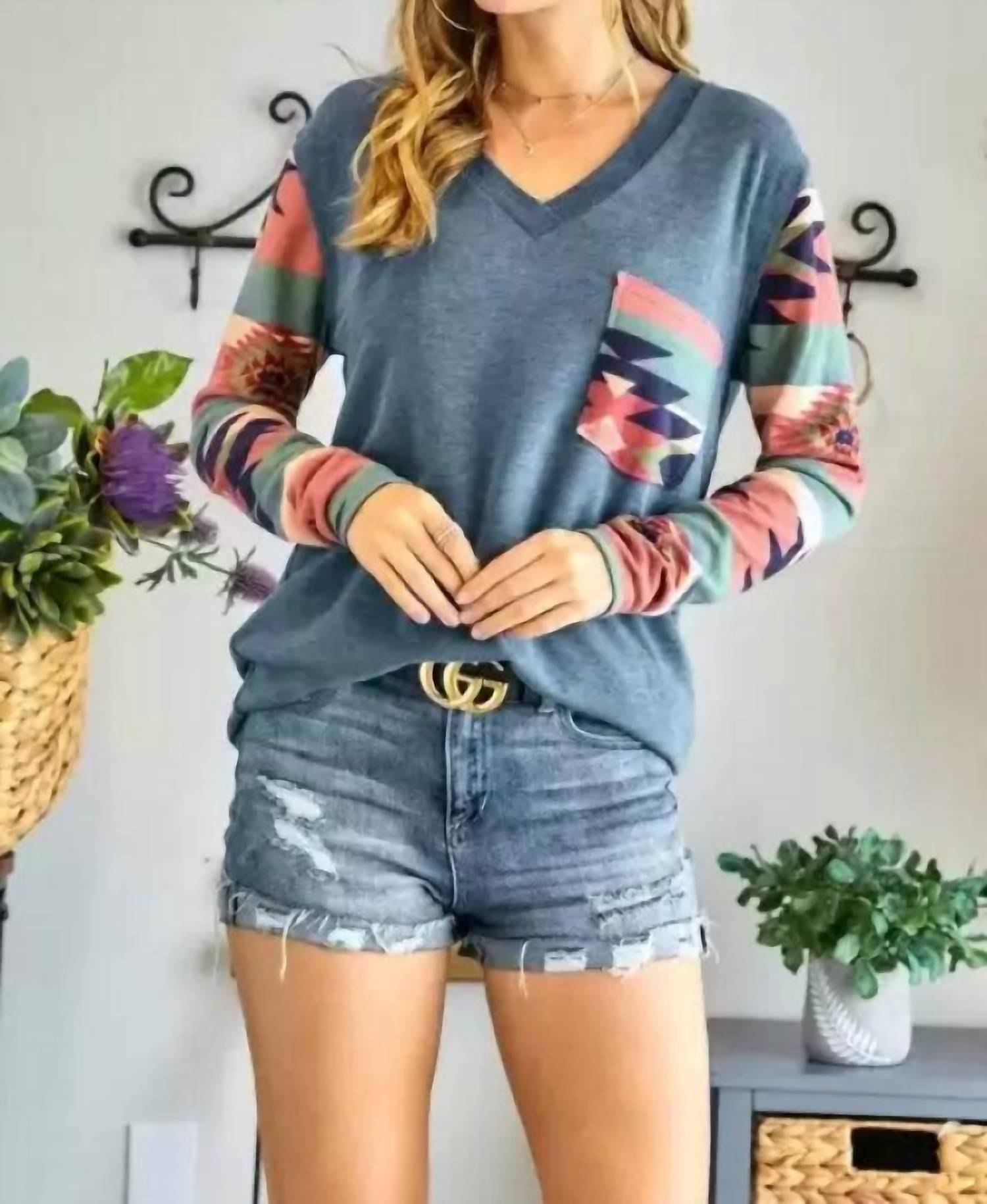 Adora - V Neck Long Sleeve Top