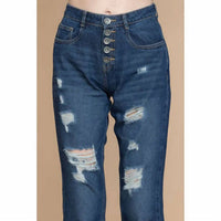 Myra - Amora Cuffed Hem Distressed Boyfriend Jeans