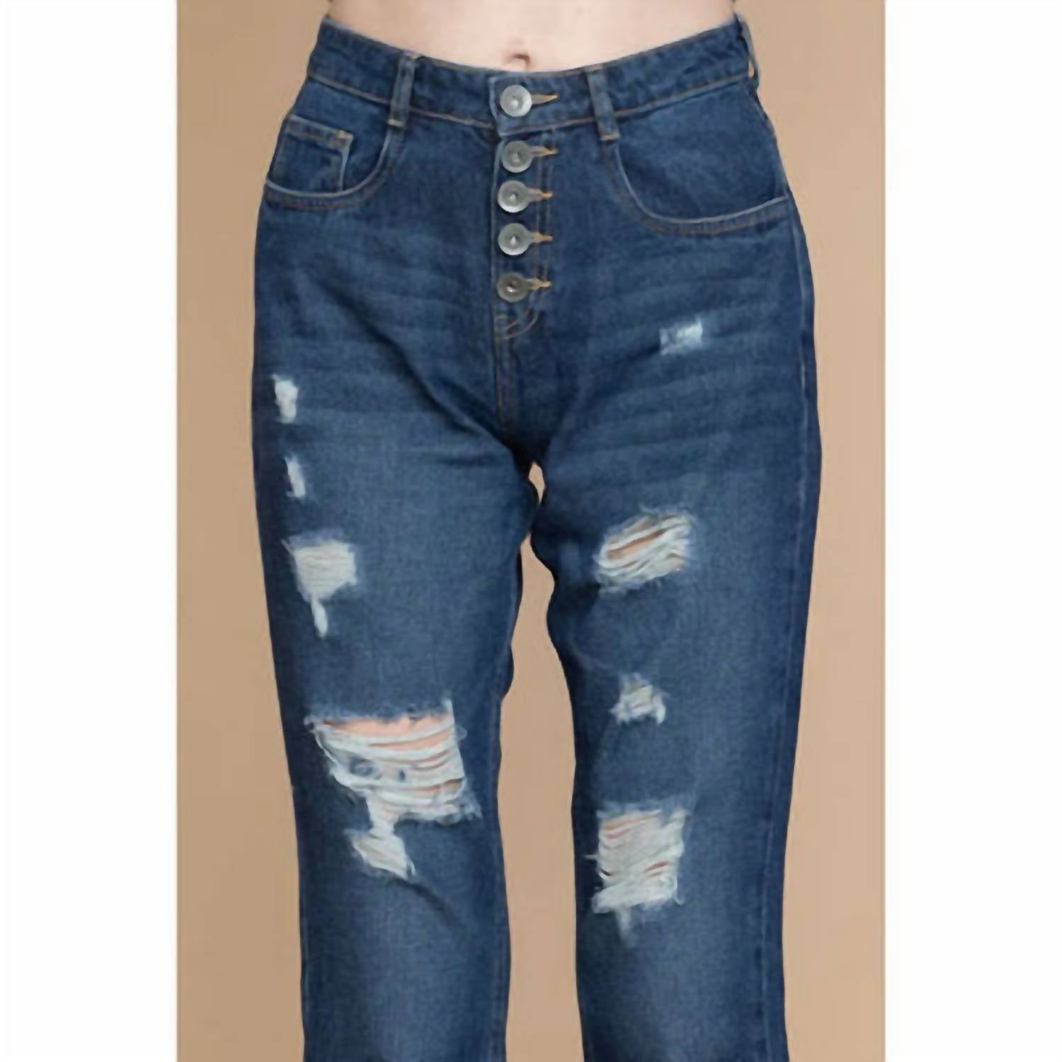 Myra - Amora Cuffed Hem Distressed Boyfriend Jeans