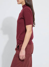 Lysse - Lottie Smocked Mock Short Sleeve Sweater