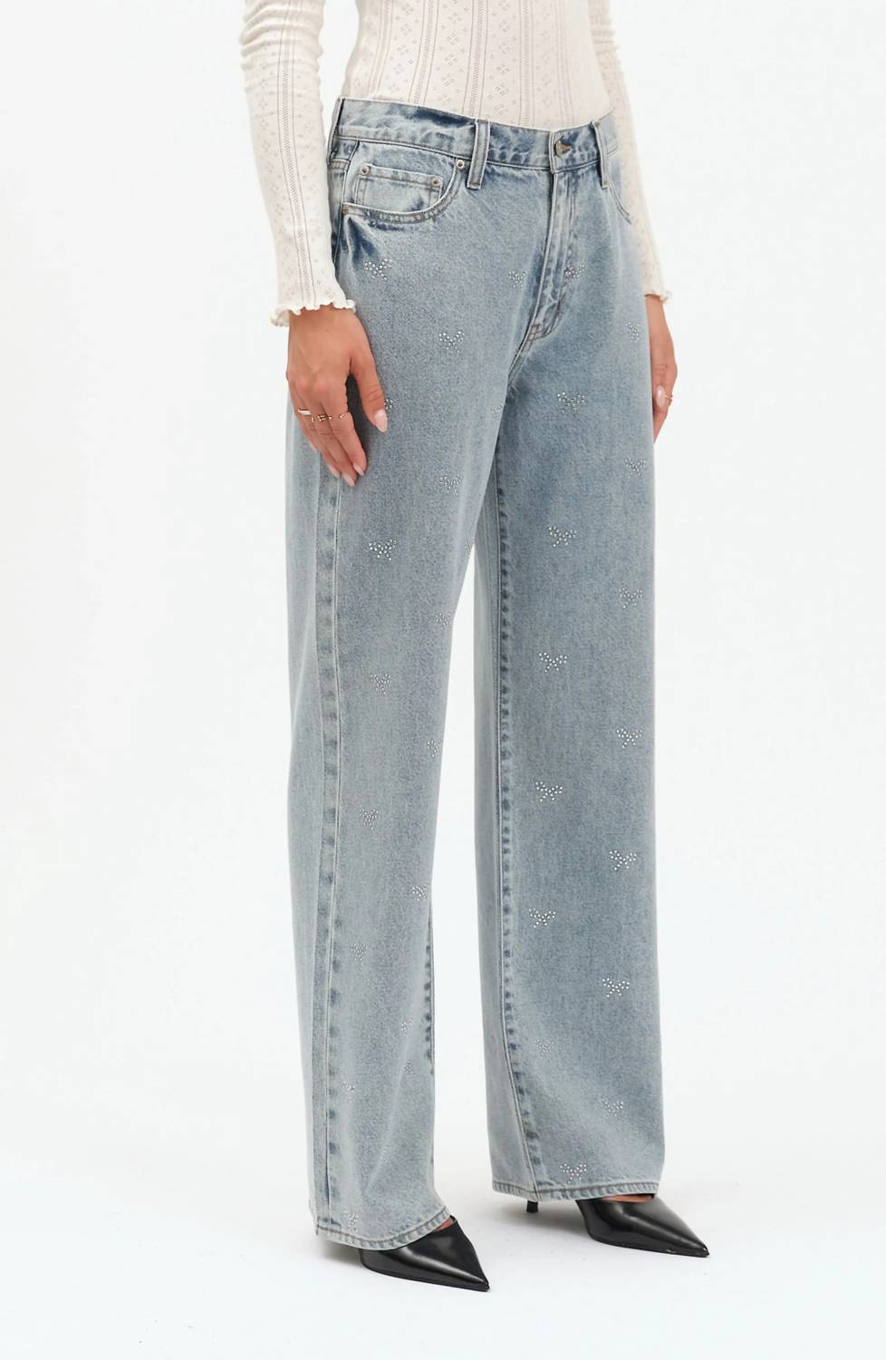 Daze - 1999 Crystal Bow High Waist Straight Leg Jeans
