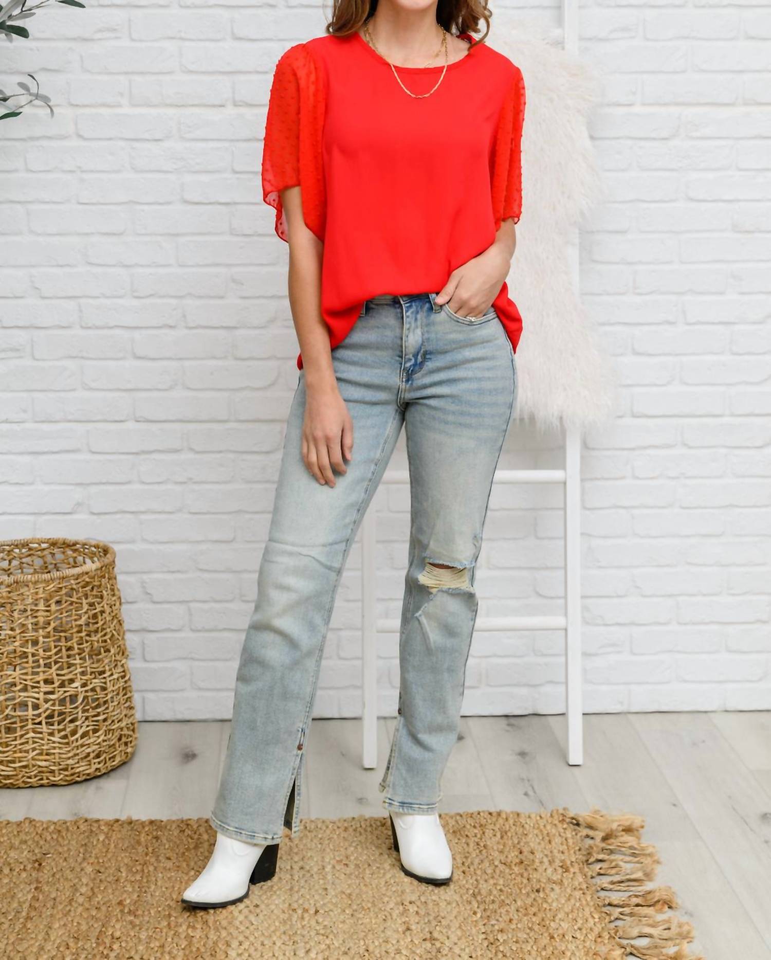 Now N Forever - Round Neckline Short Sleeve Blouse