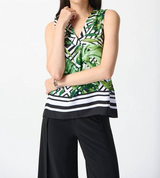 Joseph Ribkoff - WOVEN TROPICAL PRINT FLARED TOP