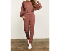 Gentle Fawn Ava Cropped Crewneck Top in auburn - women's sweater - detail view
