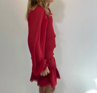 Katie J NYC Girls Laila Dress in red silky georgette - kids' dress - alternate view