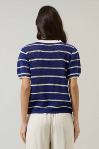 Sugarlips - Dannah Stripe Crochet Sweater Top