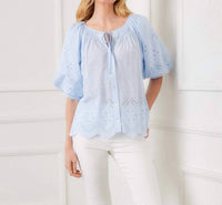 Karen Kane - Puff Sleeve Embroidered Top