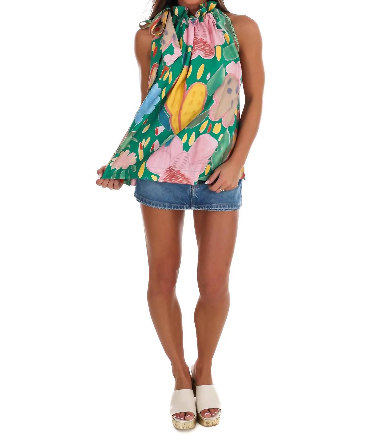 Umgee - Women's Blooming Beauty Floral Halter Neck Top
