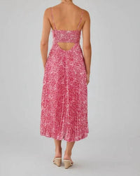 Skies Are Blue - Karter Floral Spaghetti Strap Pleated Midi Dress