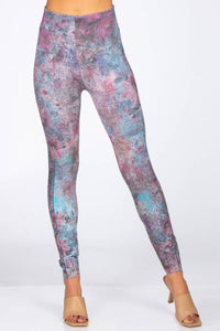 M.RENA Floral Printed Leggings in mauve - women's pants - detail view