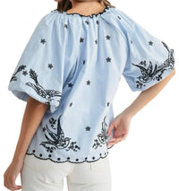 Joh Juanita Embroidered Top in light blue - women's blouse - view 4