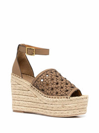 BASKETWEAVE CALFSKIN WEDGE ESPADRILLE SANDAL