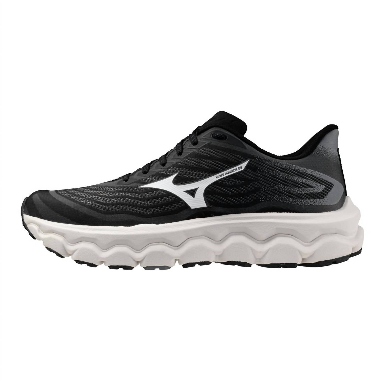 MIZUNO Men's Wave Horizon 8 2e Shoe in black white - men's shoe - detail view