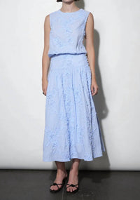 Greylin - Aurora Midi Stripe Embroidered Skirt