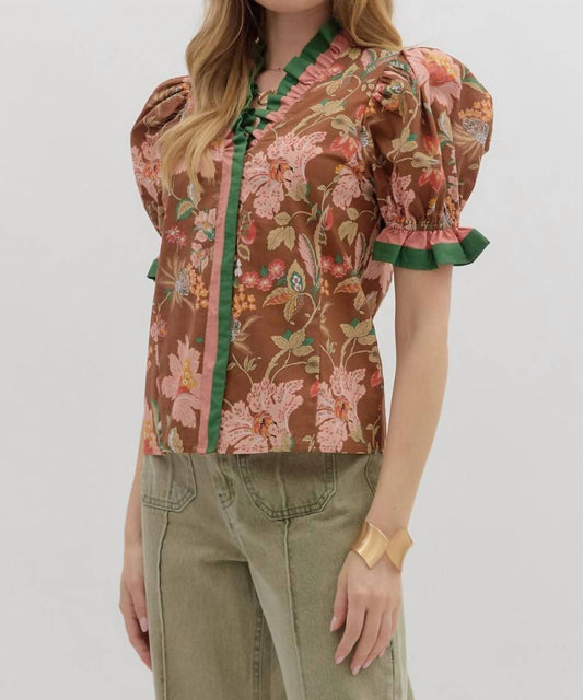 Entro - Floral Puff Sleeve Blouse
