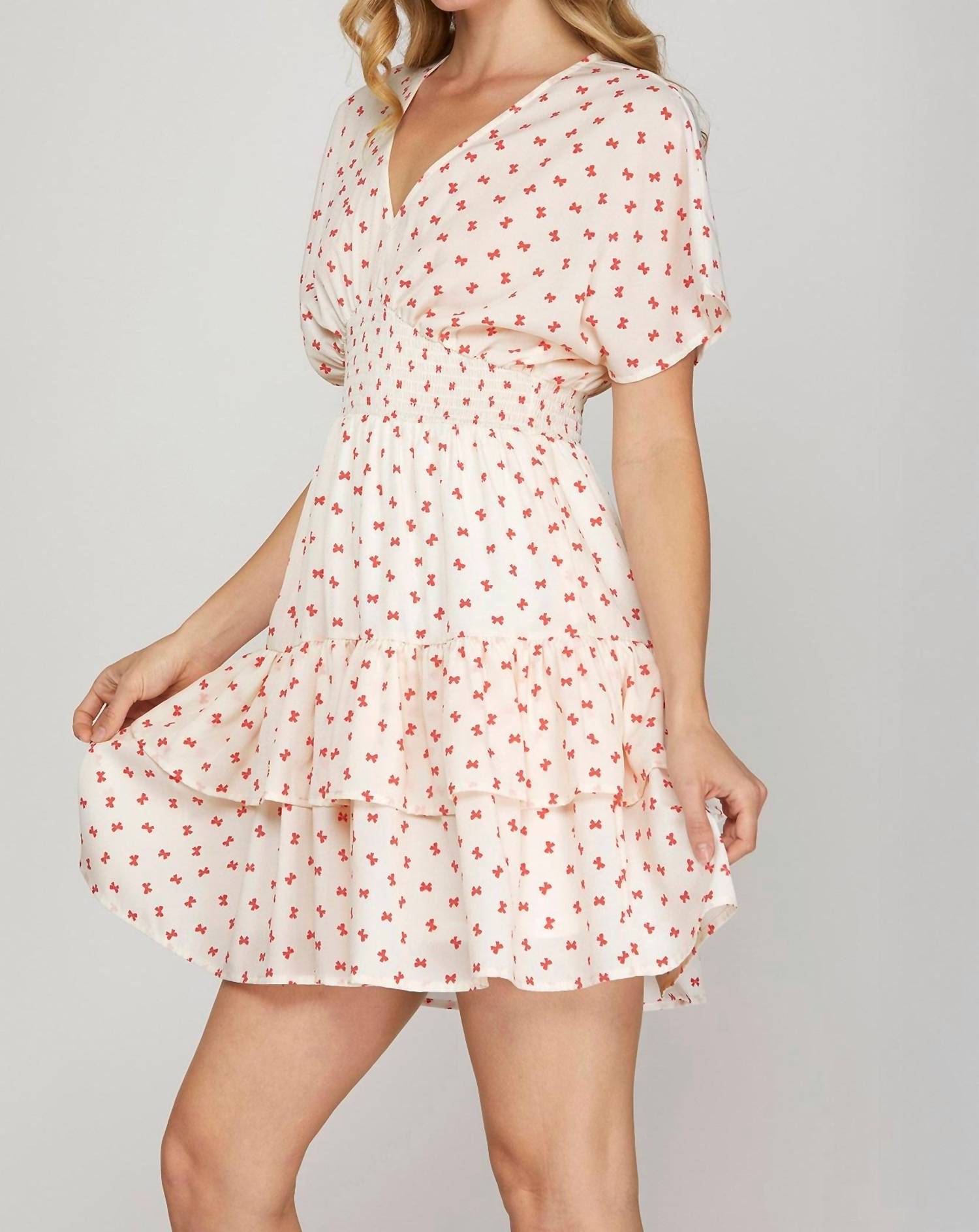 She + Sky - Sweetheart Smocked Mini Dress