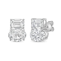 Diana M Jewels - Women's Emerald & Oval Lab-grown Diamond Stud Earrings (10.00 Tcw) - Bold