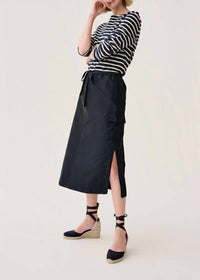 Ann Mashburn Willa Faille Midi Skirt in navy - women's skirt - alternate view