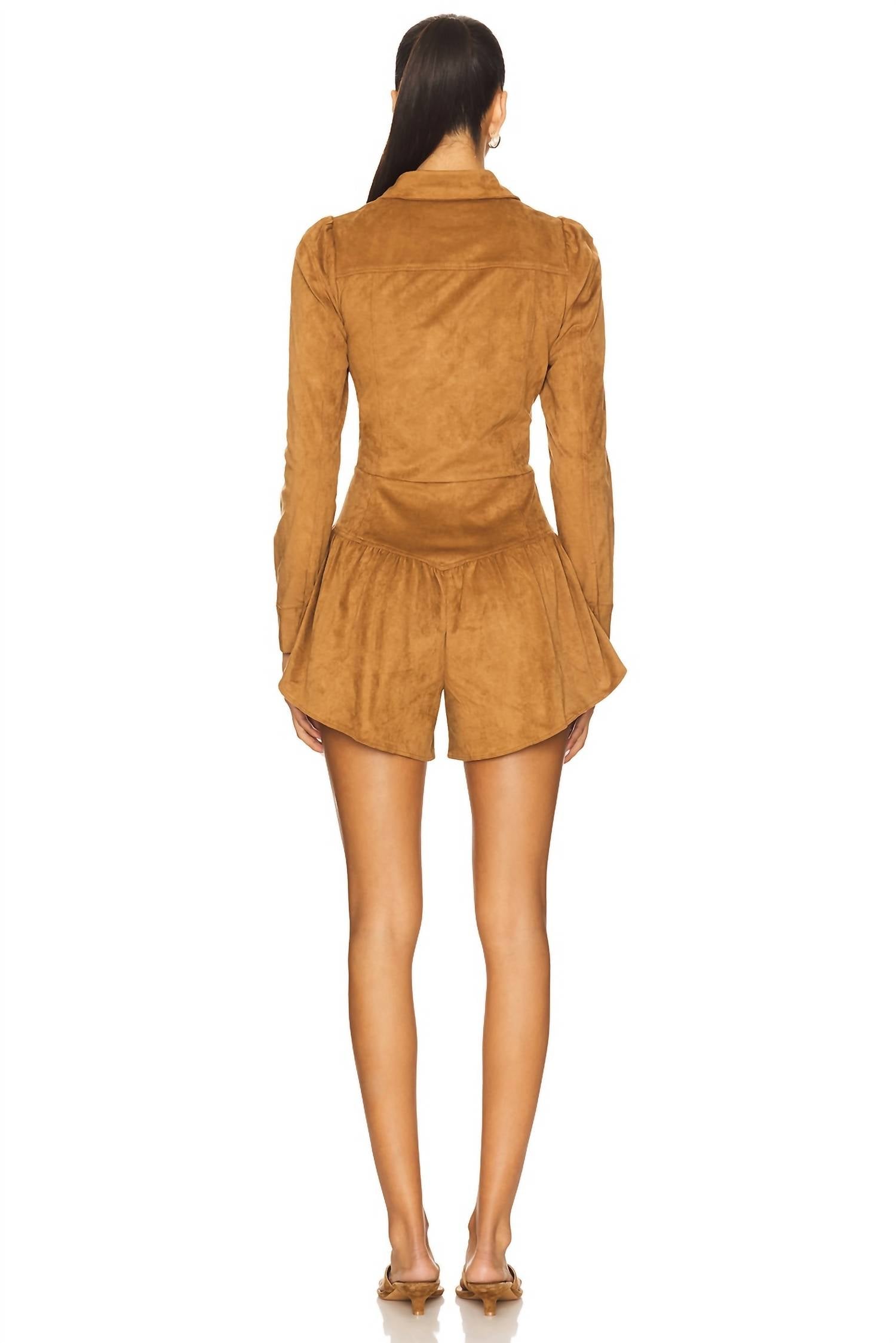 SAYLOR Enid Suede Romper in taupe - women's pants - view 4
