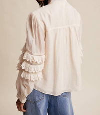 Listicle Lace Ruffle Sleeve Blouse in cream - women's blouse - alternate view