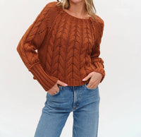 Six/Fifty - Alexa Cable Knit Boat Neck Sweater
