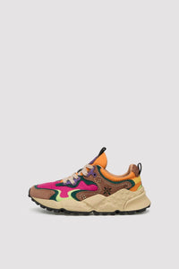 Flower Mountain Women's Rulis Squared Sneakers in light brown bordeaux lime - women's sneaker