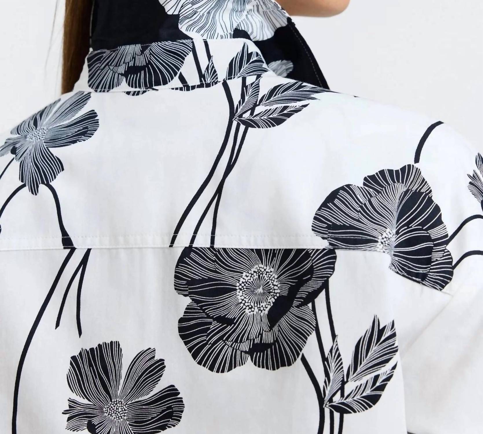 Foxcroft Marina Poppy Long Sleeve Shirt in light black poppy - women's long sleeve top - view 4