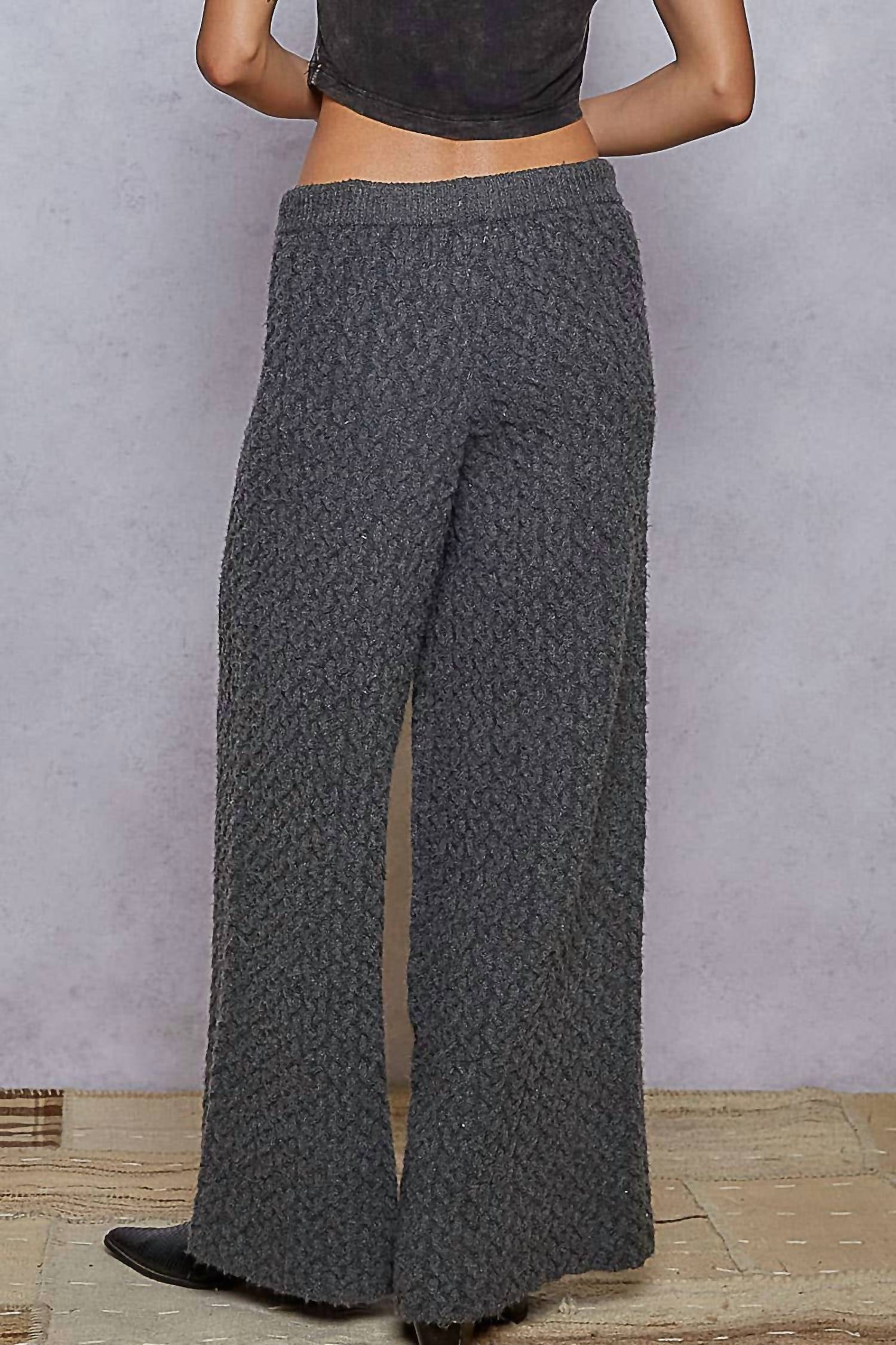 Pol - Cable Knit Detail Adjustable Drawstring Sweater Pants