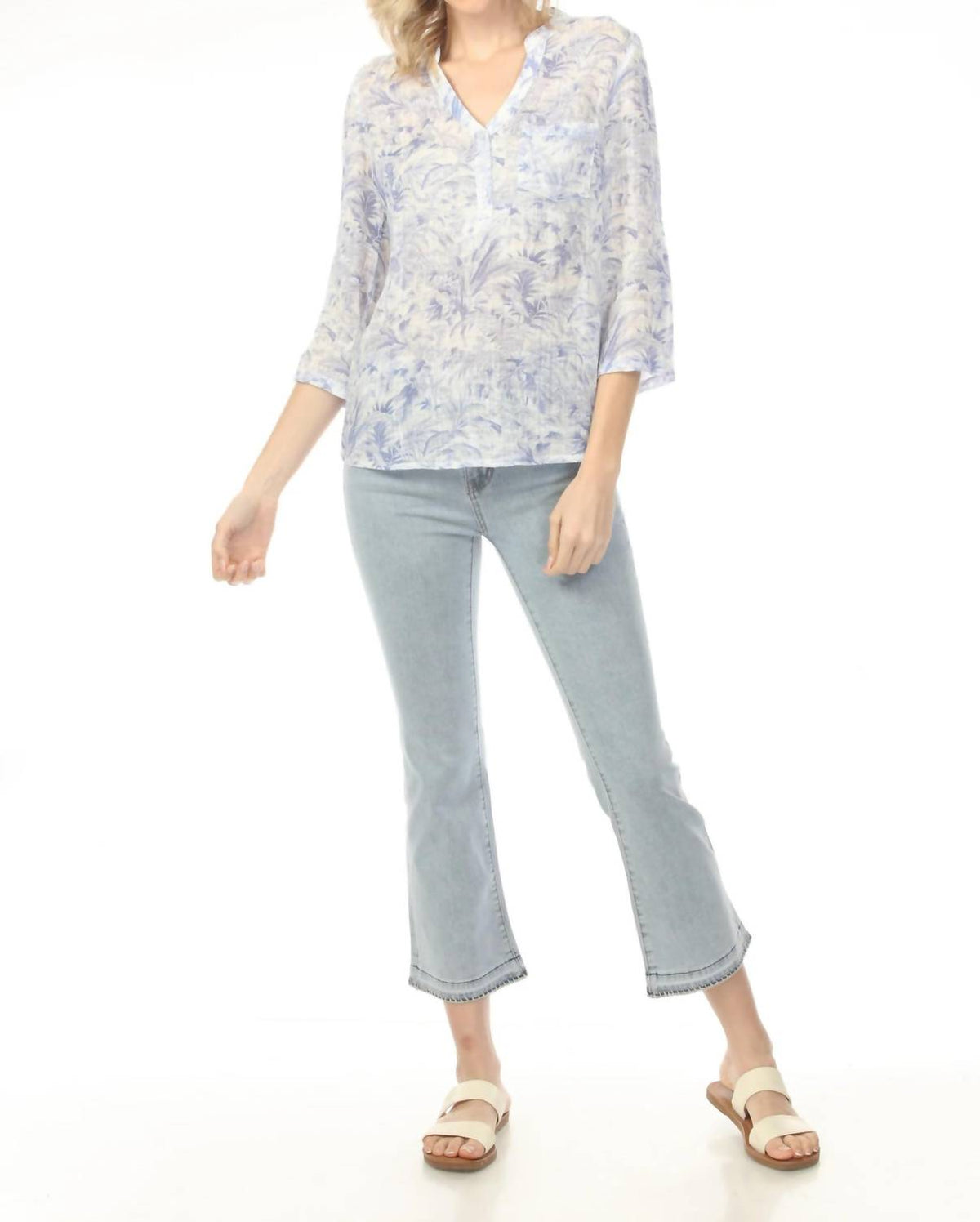 Charlie B - Printed Roll-up Sleeve Blouse