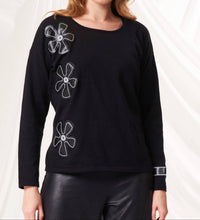 Angel Apparel - Knit Top With Faux Leather Floral Detail