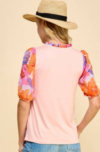 Les Amis - Women's Sleeve Floral Top