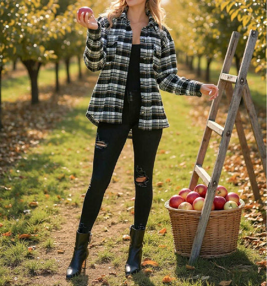 Ymi - Plaid Button Down Shacket