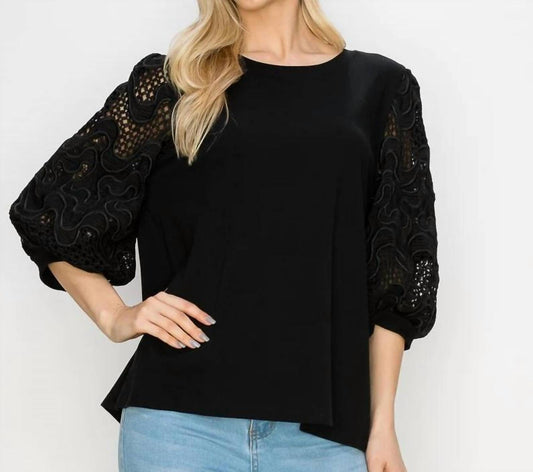 Joh - Pointe Knit Top with Lace