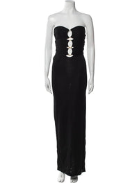 Tom Ford - strapless ling dress with 3 gold circles and tie back