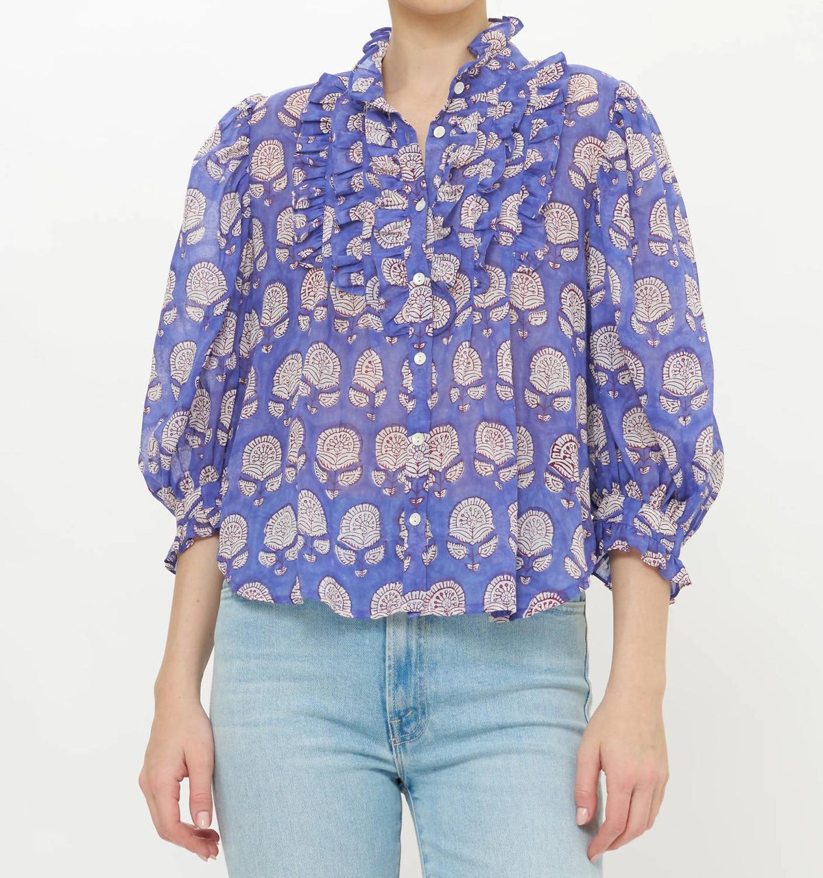 Oliphant - Ruffle Front Button Blouse