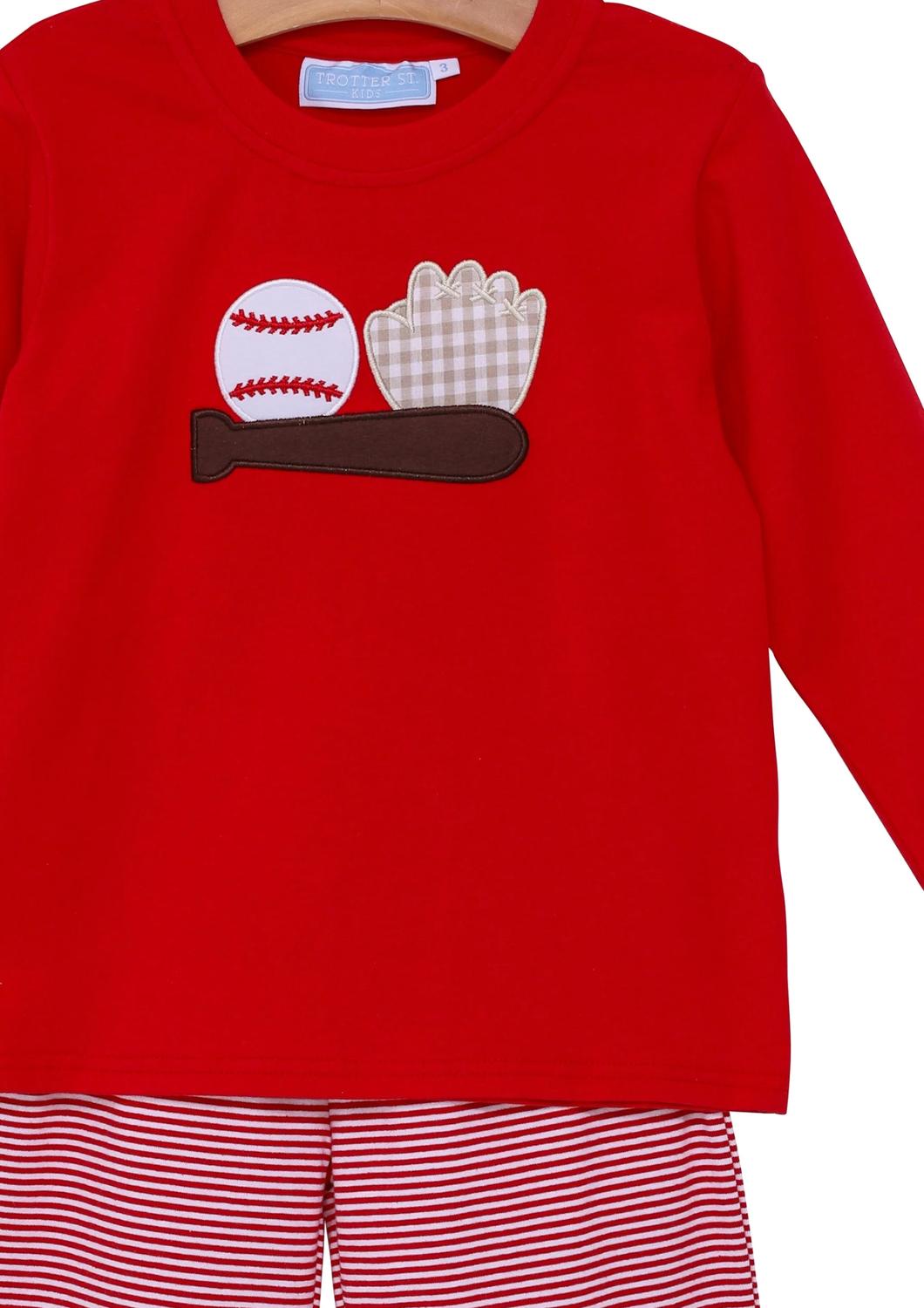 Trotter Street Kids - Boy's Baseball Appliqué Pants Set